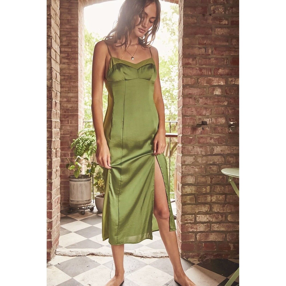 NEW Free People Intimately Cool City Mini Slip Dress Green Pistachio Size XS